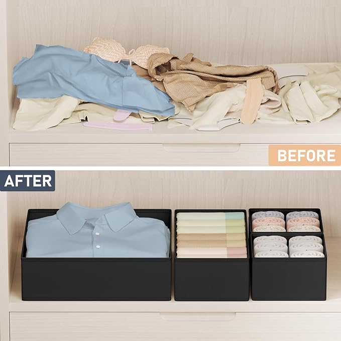 DIMJ Drawer Organizer Clothes Storage - 24 Pack Baby Dresser Organizer for Nursery, Small Fabric Closet Drawer Organizer Bins