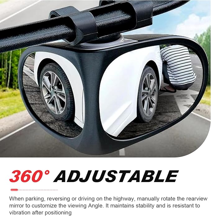 2 PCS Car Blind Spot Mirror, 360 Degrees Panoramic Adjustable Wide-angle Mirror, HD Waterproof Dual-sided Glass Reverse Parking Auxiliary Tools, Universal for Most Vehicles (Black)