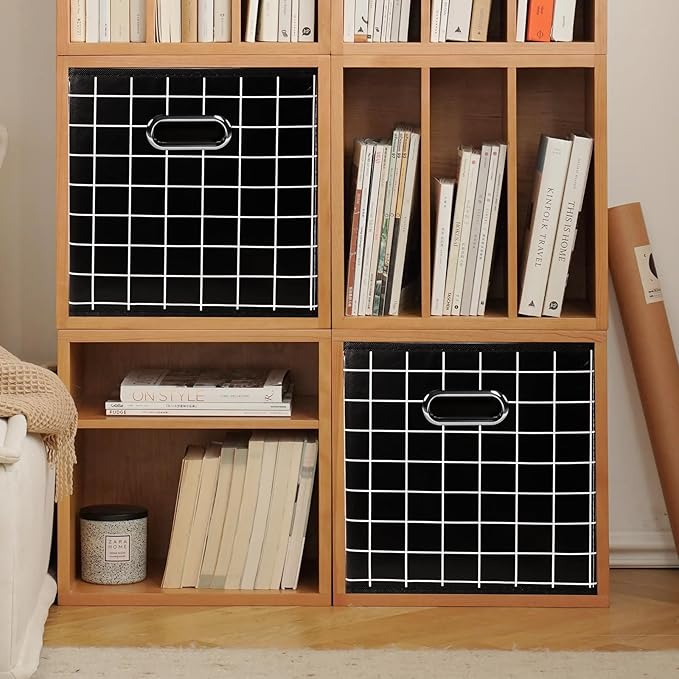 Yunkeeeper storage bins Cubes, Fabric Cube Organizer with Handle, Foldable Cube Bins for Cloth or Accessary Storage, 11x11x11
