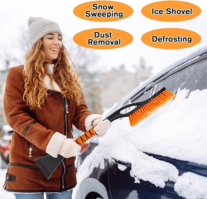 27" Snow Brush and Ice Scraper, 2-in-1 Detachable Car Snow Removal Tool with Ergonomic Grip, for Cars, Trucks, SUVs Windshield Winter Cleaning, Idea