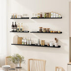Fun Memories 40 Inch Floating Shelves for Wall - Wall Shelves with Lip Set of 4 - Nursery Bookshelf for Storage - Picture Led