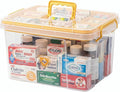 Pulseplay Clear Medicine Storage Box with Handle Portable Medicine Cabinet Organizer Multipurpose Plastic Storage Box with Re