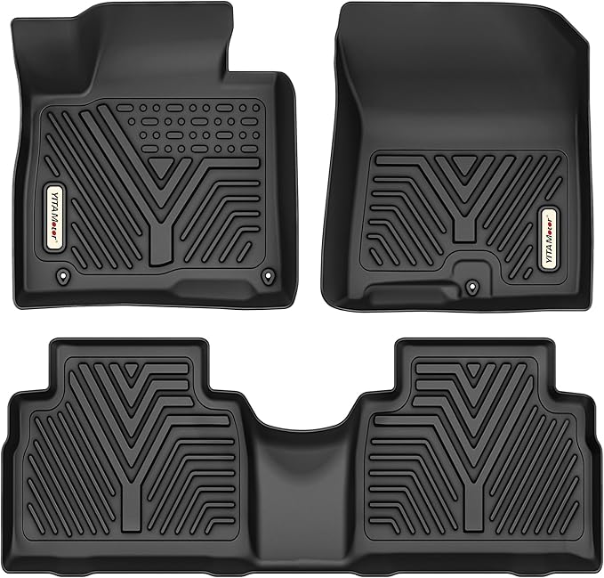 YITAMOTOR Floor Mats Compatible with 2021 2022 2023 Hyundai Santa Fe 5 Seat Includes Front and Rear Row,TPE All-Weather Floor Mat Set Liners, Black