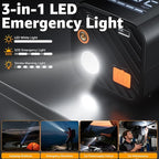 Portable Jump Starter with Air Compressor - 12V Car Battery Jumper Starter Box 5500A (All Gas/12L Diesel) 9-in-1 with Air