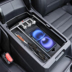 Center Console Organizer for 2023-2025 Honda CR-V, Armrest Storage Tray with Magnetic Hidden Organizer Charging Station Caddy, ABS Car Interior Accessories OEM Style Leather Texture-3PCS