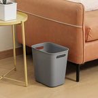UUJOLY Plastic Small Trash Can Wastebasket, Garbage Container Basket for Bathrooms, Laundry Room, Kitchens, Offices, Kids Rooms, Dorms, 3.5 Gallon, Grey, 3 Pack