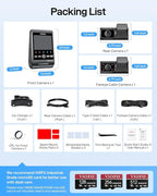 VIOFO A229 Ultra 3 Channel Dash Cam, Dual 4K + 1080P, 210° Fisheye Cabin Car Camera, Triple STARVIS 2 Sensors with Dual 4K HD