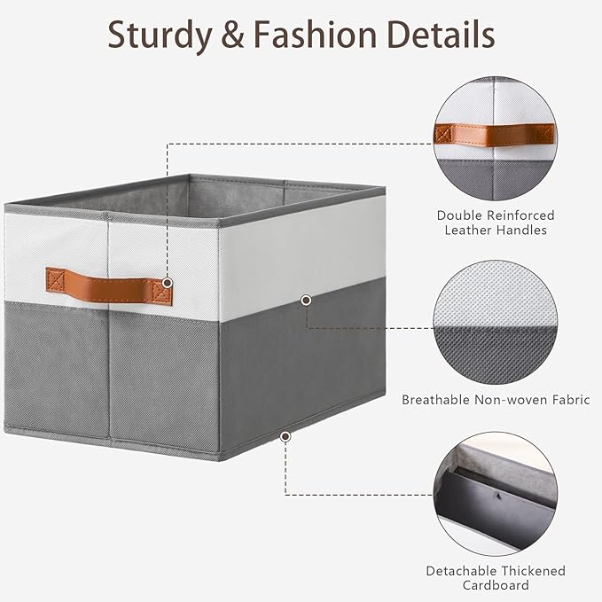 4 Pack Large Storage Bins with Handle,Collapsible Storage Basket for Shelves,Fabric Closet Organizer for Organizing Clothes B