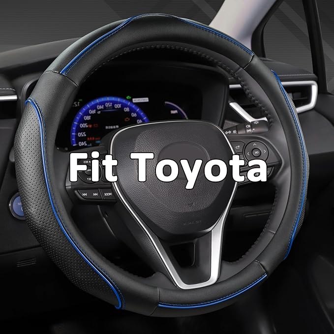 West Llama 3D Leather Steering Wheel Cover for Toyota, Premium Non-Slip Piping Design, Custom Fit for 14.5-15 inch, Stylish &