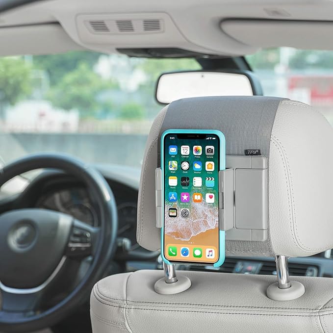TFY Car Mount Holder, Car Headrest Mount Holder for Phones and Tablets, Compatible with 5 to 10.5 Inch Screens Devices (Gray)