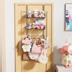 Consumest Over The Door Hooks Organizer - Extra Long Door Hanger with 9 Coat Hooks & 2 Mesh Basket, Back Storage Organizer Ha