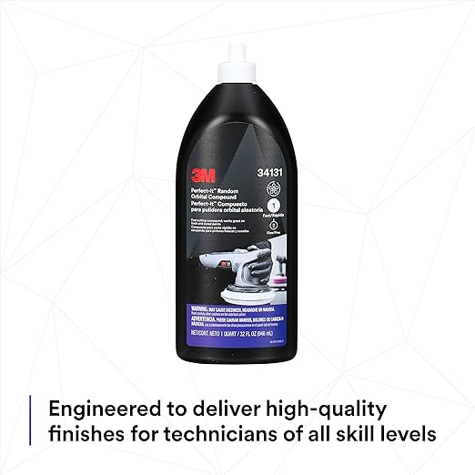 3M Perfect-It Random Orbital Compound, 34131, 1 quart, Fast Cutting Compound for Automotive Buffing & Polishing