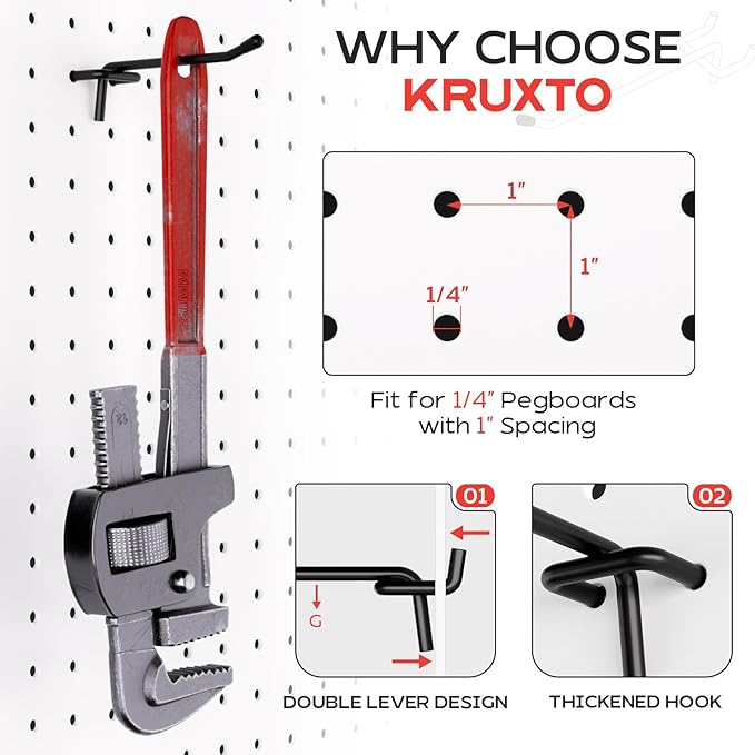 69PCS 2/4/6 Inch Extra Thick Pegboard Hooks, Heavy Duty Peg Board Organizer Accessories, Peg Board Tool Hangers Fit for 1/4" 