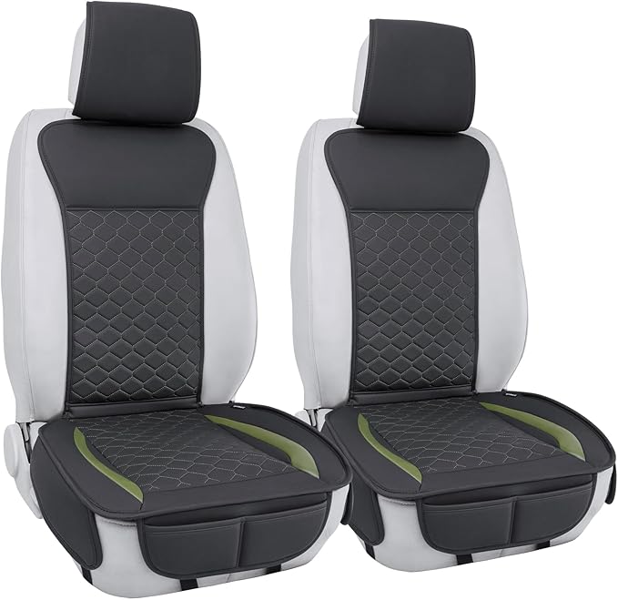 Elantrip 2PCs Front Car Seat Covers Leather Car Seat Protector Universal fit for Most Cars SUVs and Trucks Water Proof Seat P