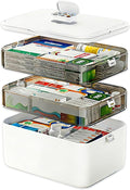 3-Tier Medicine Organizer & Portable Medicine Cabinet - Multifunctional Medical Case with Handle & Snap Locks, Removable 6-Co