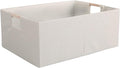 Fabric Storage Bin Box Foldable Cotton Linen Storage Basket with Wooden Handles Rectangular Cube Decorative Home Laundry Orga