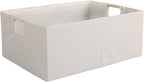 Fabric Storage Bin Box Foldable Cotton Linen Storage Basket with Wooden Handles Rectangular Cube Decorative Home Laundry Orga