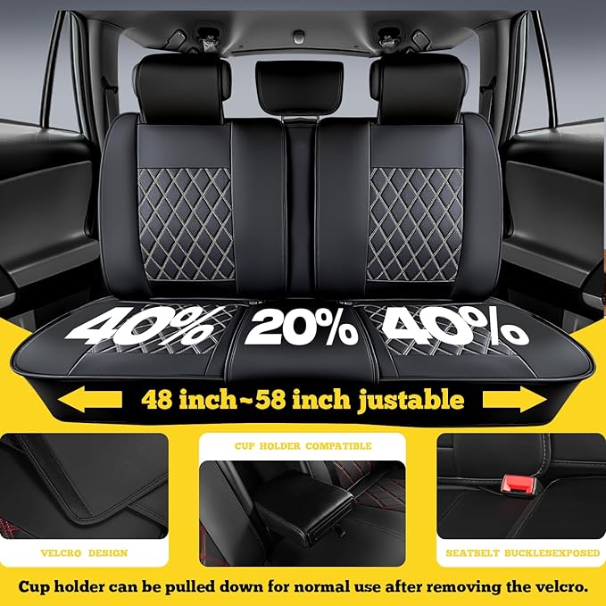 LINGVIDO Car Seat Covers Full Set (5 Seats) - Premium Perforated Nappa Leather, Waterproof Shield, Omni-Adapt Fit SUVs Sedans