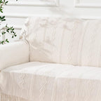 BATTILO HOME Cream Throw Blanket for Couch, Bedroom Decor Boho Throw Blanket, Decorative White Blanket Throw for Sofa Living 