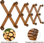 WGFKVAS Hat Rack for Wall with 14 Hooks, Solid Wooden, Expandable Coat Rack Wall Mount for Coats, Hats, Bags, Baseball Caps, 