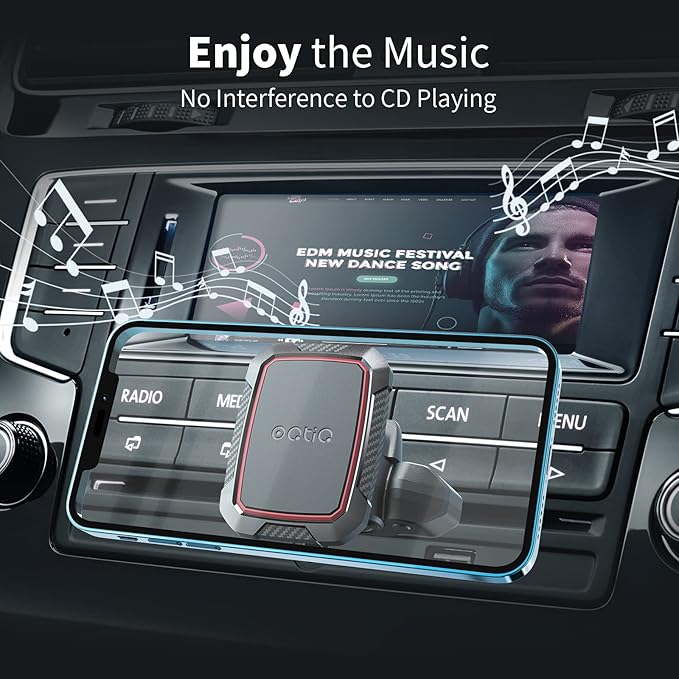 OQTIQ Magnetic CD Phone Car Mount for Car CD Player, Built-in 6 Strong Magnets, Compatible with iPhone 17 16 15 14 13 12 Series,Samsung Galaxy, LG, and More, Secure Mounting with Anti-Slip Pads