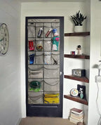 2 Pack Extra Large Hanging Crystal Clear Over Door Shoe Organizers, Closet Shoe Rack Organizer, 12+6 Pockets, 8 Hooks, Grey (