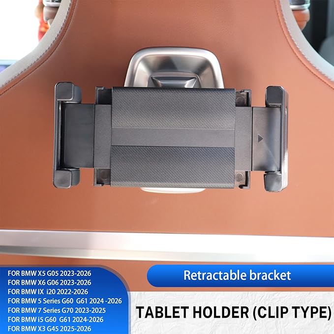 KUNGKIC for Car Headrest Tablet Holder for BMW X3 X5 X6 I20 G05 G06 G45 G60 G61 G70 Adjustable Tablet Car Mount for Back Seat Road Trip Essentials Black (Gravity clamp)