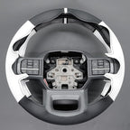 MEWANT Hand Stitch Black White Artificial Leather Steering Wheel Cover for Ford F150 Lightning F350 2024 Expedition