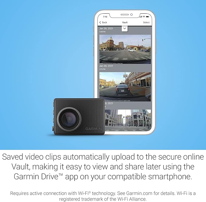 Garmin G010-N2505-00 Dash Cam 47 1080p 140-degree Field of View GPS Dash Cam Black - Certified (Renewed)