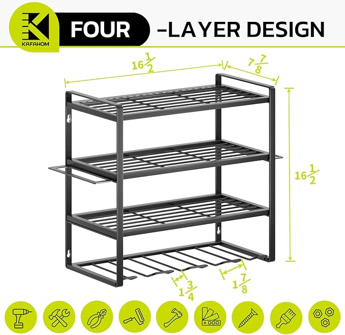 KAFAHOM Power Tool Organizer, Garage Tool Organizers and Storage,Drill Holder Wall Mount, Storage Rack for Cordless Drill, He
