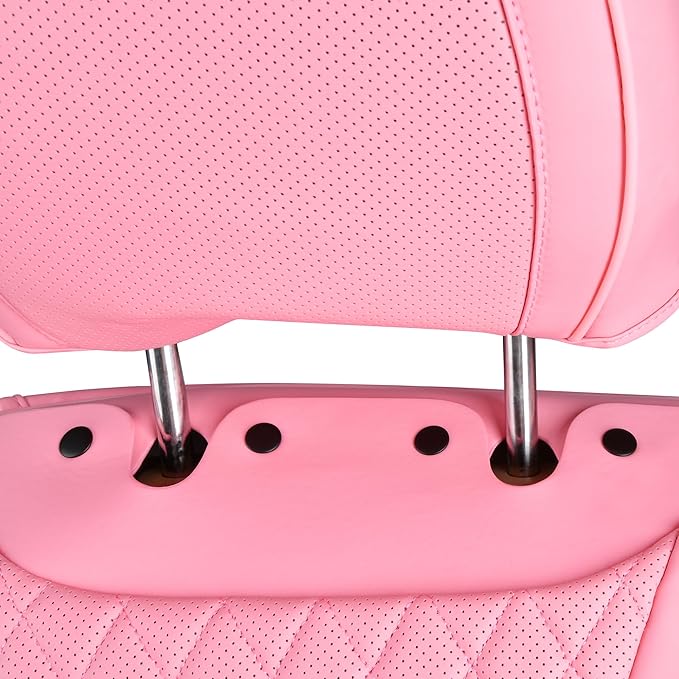 CAR PASS Bling Pink Nappa Leather Car Seat Covers for Front Seats, Waterproof Heavy-Duty Anti-Slip, Universal Fit for 95% Aut