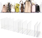 Purse Organizer for Closet, Clear Acrylic Clutch Bag Organizer, Adjustable Shelf Divider for Closet Organizers and Storage, D