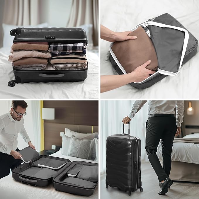 CherryNow Compression Packing Cubes, 7 Set Packing Cubes Compression, Travel Essentials, Travel Organizer for Shoes, Clothing