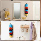 BBTO 3 Pack Wooden Hat Rack for Baseball Cap Wall Mount Hat Racks 30 Slot Vertical Baseball Cap Display Holder with 10 Hooks 