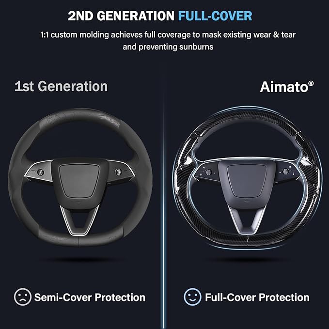 Steering Wheel Cover for Tesla Model 3 Highland(2024-Present)/ Model Y Juniper(2025-Present),Anti-Slip,Comfortable Grip,Breathable,Customized for Tesla Model 3/Y Accessories,Bright Black