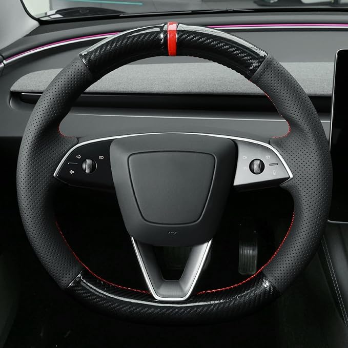 MEWANT DIY Stitching Steering Wheel Cover Wrap for Tesla Model 3 Highland 2023-2025/Model Y 2025 Accessories