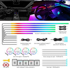 Dreamcolor Acrylic Interior Car LED Strip Light with Wireless APP, RGB 22 in 1 with 175 inches 612 LEDs Fiber Optic Strip Lights for Car, Dual Zone Symphony Neon Car Ambient Lighting