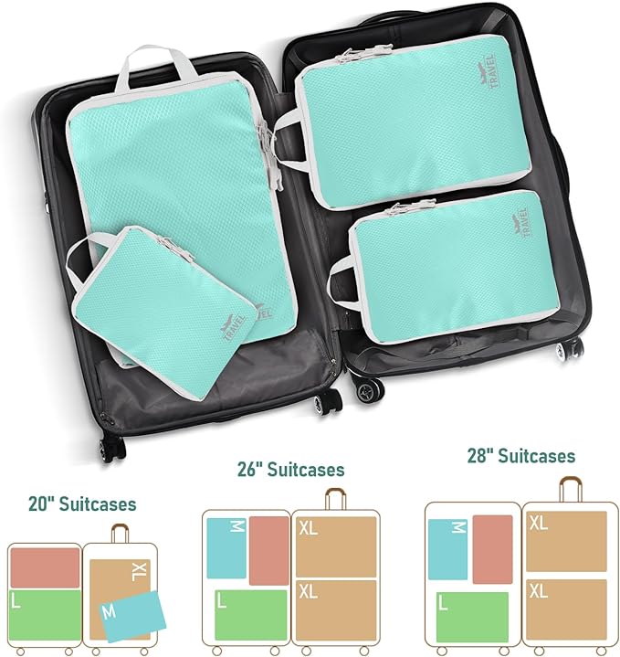 5 Set Packing Cubes For Travel Essentials, Luggage Packing Organization Cubes Suitcase Organizer Bags Set For Luggage Travel 