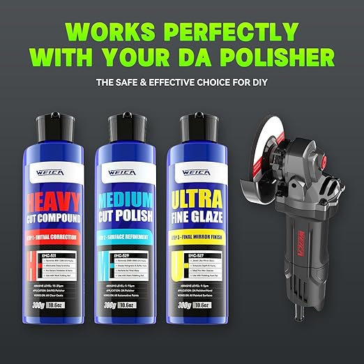 3-Step Rubbing Polish Kit 32oz - Heavy Cut Rubbing, Medium Polish & Ultra Fine Glaze - Scratch & Swirl Remover - Safe All Car Paint - by WEICA