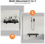Foldable Floating Wall Shelves 16 inch, Bathroom Shelves Wall Mounted,12" Deep Wood Floating Kitchen shelves,Easy to Install 