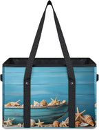 Reusable Grocery Bags Heavy Duty Shopping Bags Foldable Large Tote Bags with Long Handles & Hard Bottom
