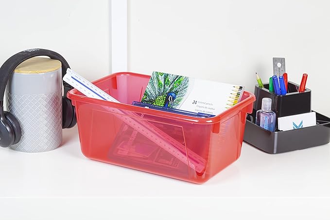 Storex Small Cubby Bin, 12.2 x 7.8 x 5.1 Inches, Assorted Candy, 5-Pack (62490U05C)