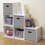 STOREONE Fabric Storage Bins Cubes Baskets Containers-(11X11X11) with Dual Handles for Shelf Closet, Nursery Home ， Bedroom O
