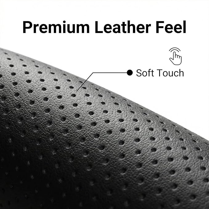 Leather Steering Wheel Cover for Dodge Ram 1500 2500 3500/ for Ford F150 F250 F350/ for Toyota Tacoma 4Runner Tundra, 15.5-16