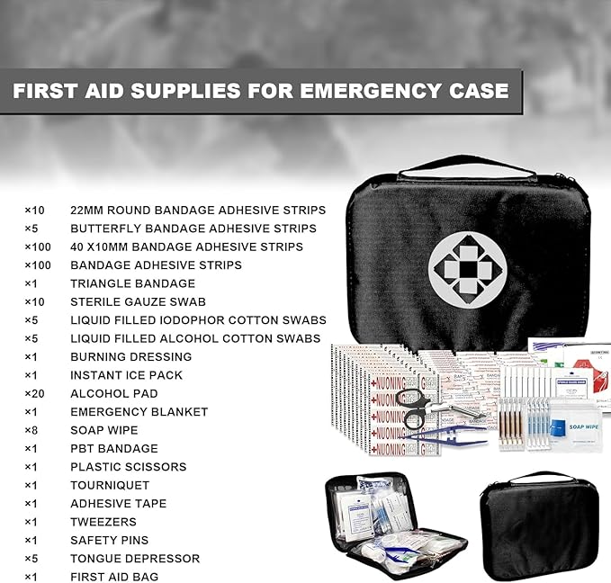 300Piece Travel First Aid Emergency Kit Home Essentials Hiking Survival Essential Kit for Outdoor Adventure Camping Backpack,