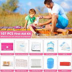 Roadside Emergency Car Kit for Vehicles, Pink Car First Aid Kit Emergency Kit with Jumper Cables, Car Safety Kits, Tow Strap,
