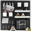 Wall-Mounted Pegboard Kit, 25.2" x 25.2" Organizer Panel – Large, Cost-Effective & Nail-Free Installation Black
