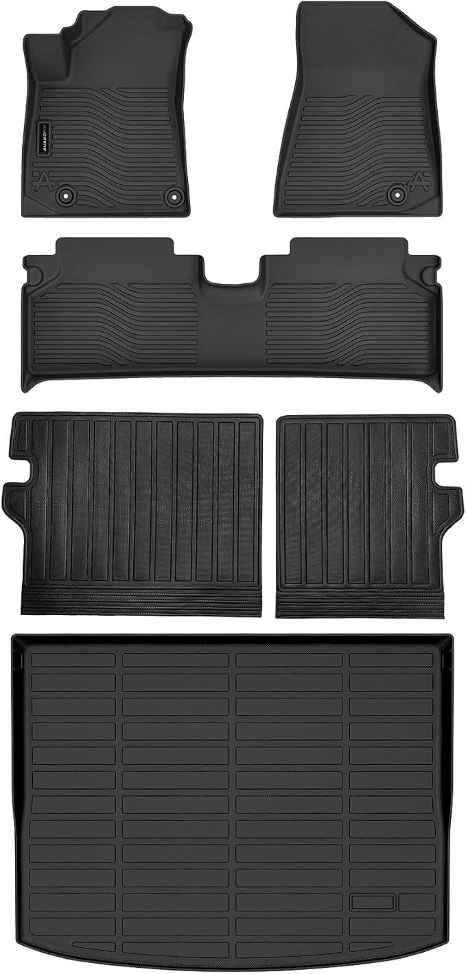 Auxko All Weather Floor Mats Cargo Mat with Backrest Mat Fit for Kia NIRO EV 2026 2025-2023 TPE Liners NIRO EV Accessories Odorless Anti-Slip Floor Mats Cargo Mat Back Seat Protector Black