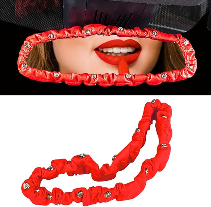 Dotesy 16 Pcs Bling Car Steering Wheel Cover Set with Crystal Seatbelt Shoulder Pads Diamond Butterfly Car Accessories for Women (Red)