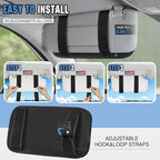 HUANLANG Car Sun Visor Organizer, Tactical Car Accessories with Zipper Storage Pouch, Glasses Clip Card Sleeve Pocket, Multi-Pocket Visor Organizer Fits Most Cars, SUVs, Trucks